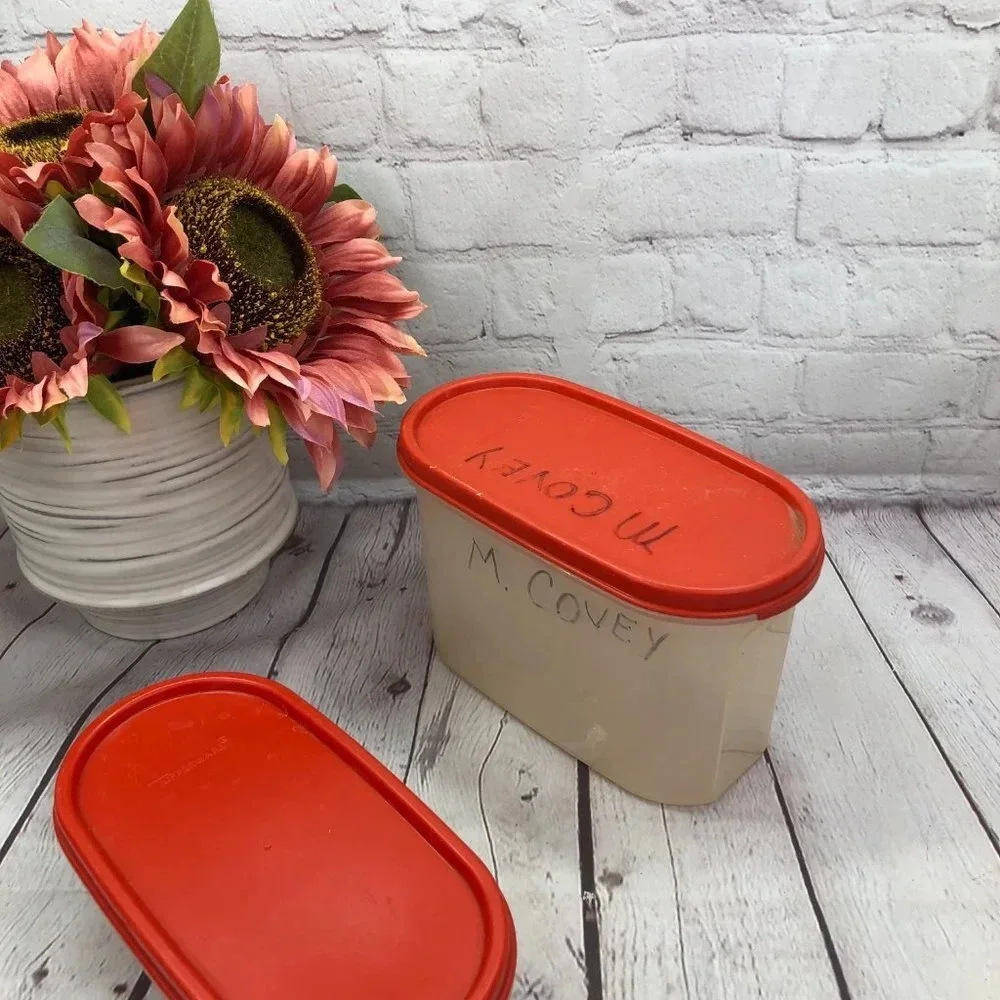 Tupperware modular mates oval 1 and 2 red food storage